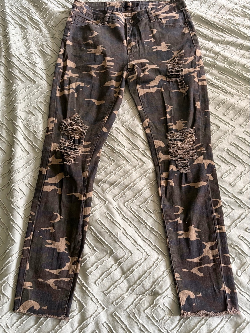 Lucky & Blessed Women’s Distressed Camo Pants